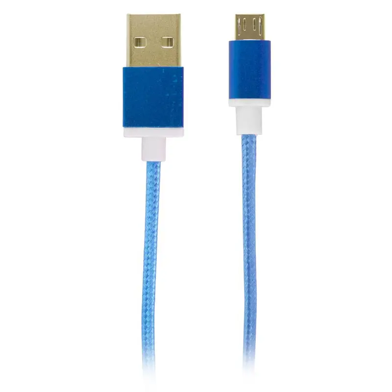 Blue Fabric Usb To Micro-Usb Charging And Data Transfer Cable 1