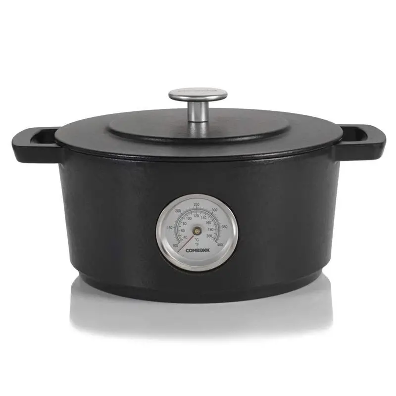 Cuisipro Combekk Railway 4.25-Quart Recycled Enameled Cast Iron Dutch Oven With Built-In Thermometer 1