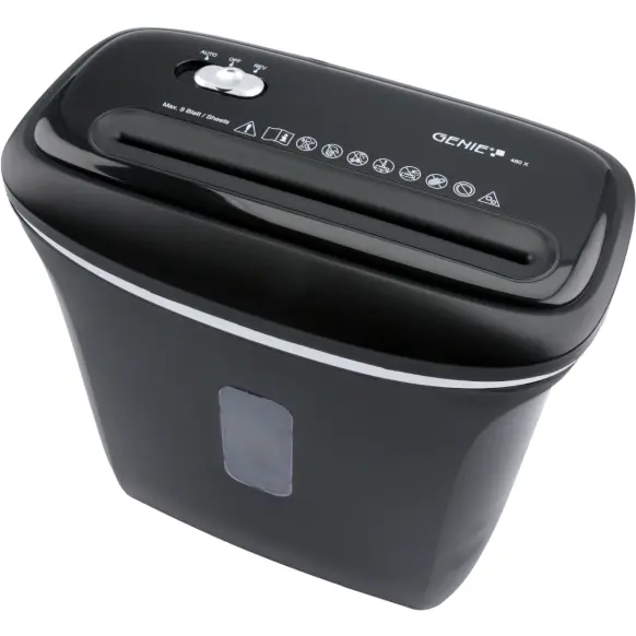 Genie 480X Automatic Cross-Cut Shredder – 12L Capacity, Black Office Shredding Solution 1