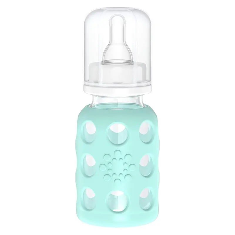 Lifefactory Mint 4-Ounce Bpa-Free Glass Baby Bottle With Silicone Sleeve & Stage 1 Nipple 1