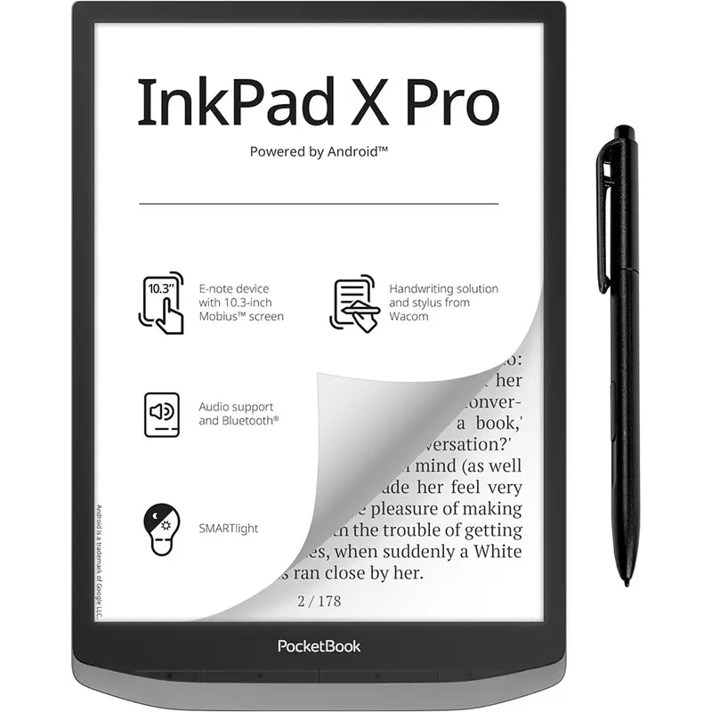 Pocketbook Inkpad X Pro 10.3" Ereader – High-Resolution Touchscreen E-Ink Tablet (Grey) | 253-Pb1040D-M-Ww 1