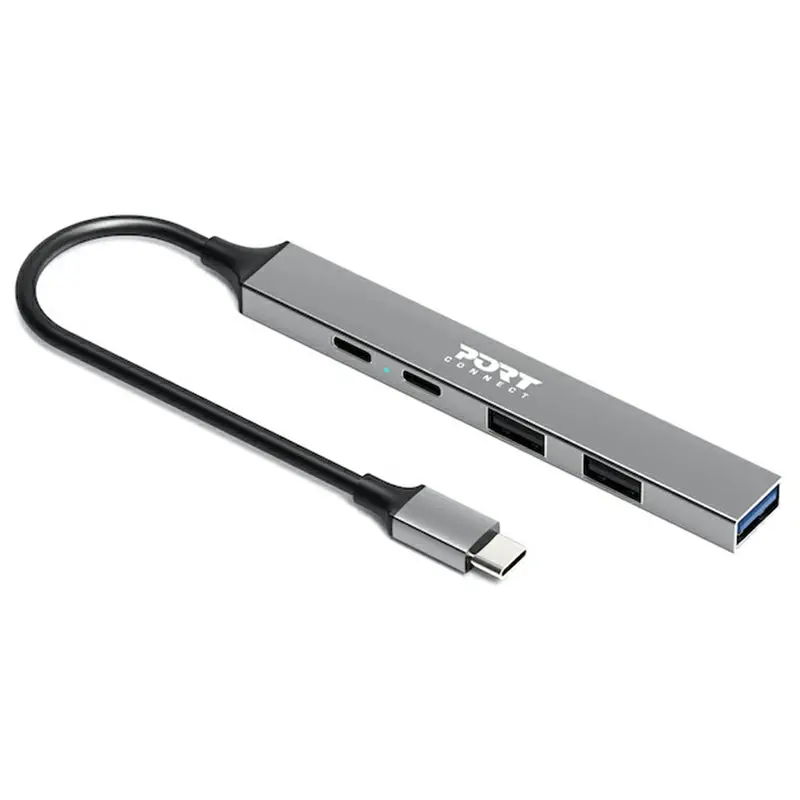 Port Connect 900163 Usb-C Hub – 4-Port Expansion Dock With Usb-A Ports, Gunmetal Grey 1