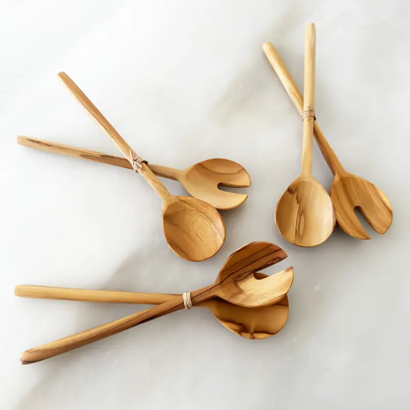 Teak Wood Salad Servers – Durable & Naturally Antimicrobial 1